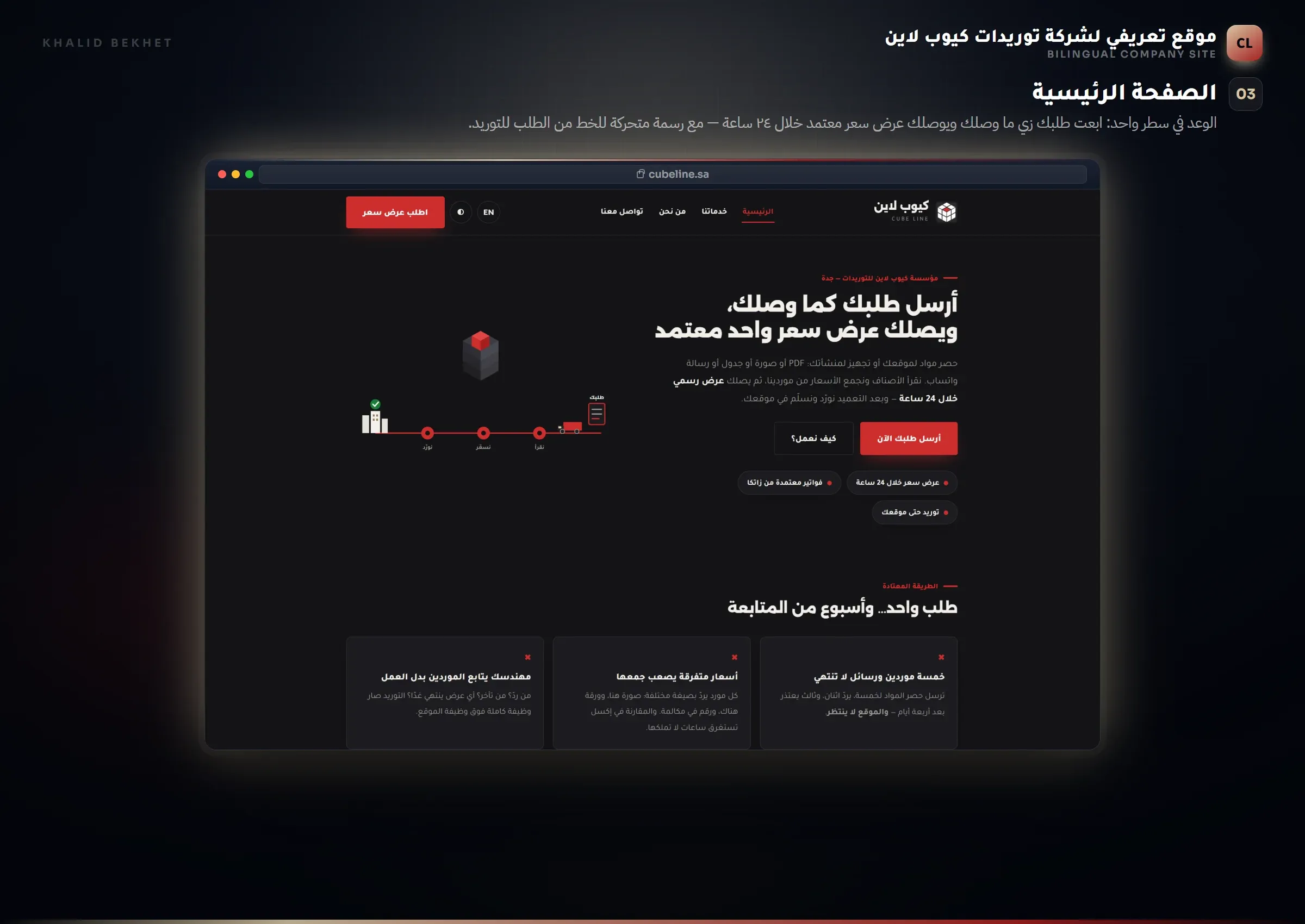 Cube Line Website: الواجهة